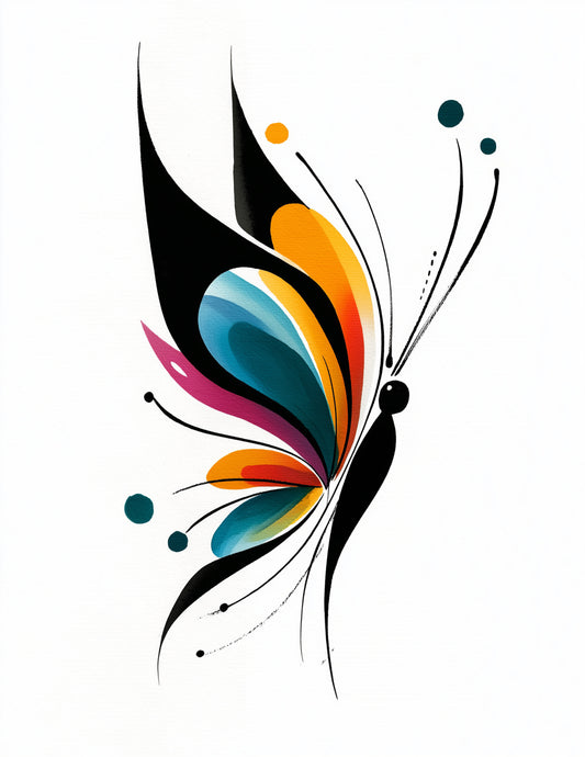 Butterfly — Inkflow Art, Vibrant Hues Digital Wall Art, 3 Sizes Included, Living Room Decor