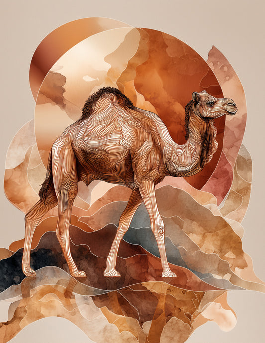 Camel — Boho Art, Muted Palette Digital Wall Art, 3 Sizes Included, Living Room Decor