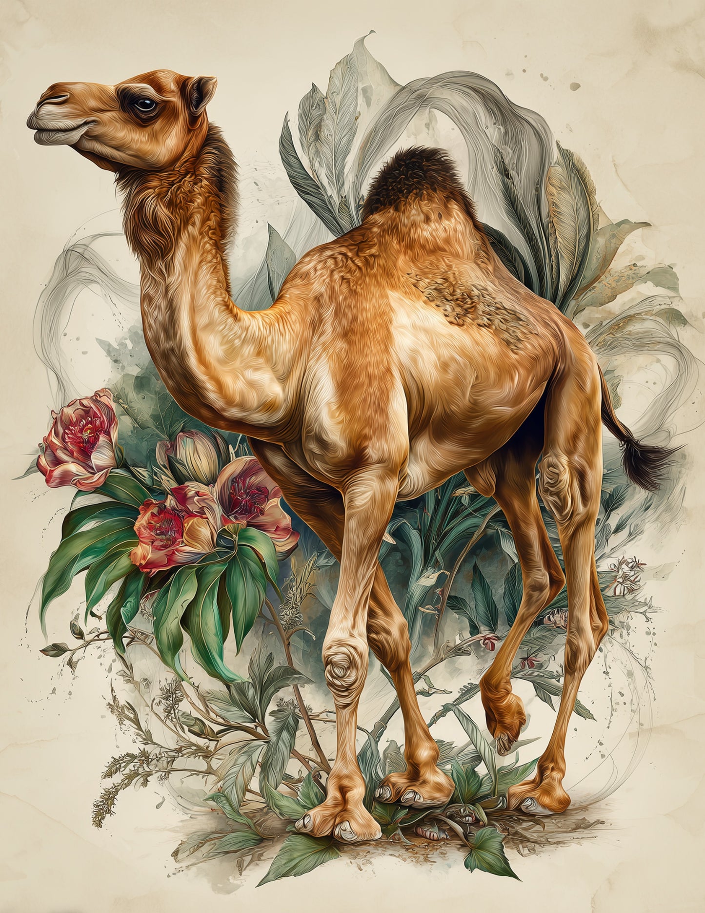 Camel — Naturalist Art, Amber Tones Digital Wall Art, 3 Sizes Included, Living Room Decor