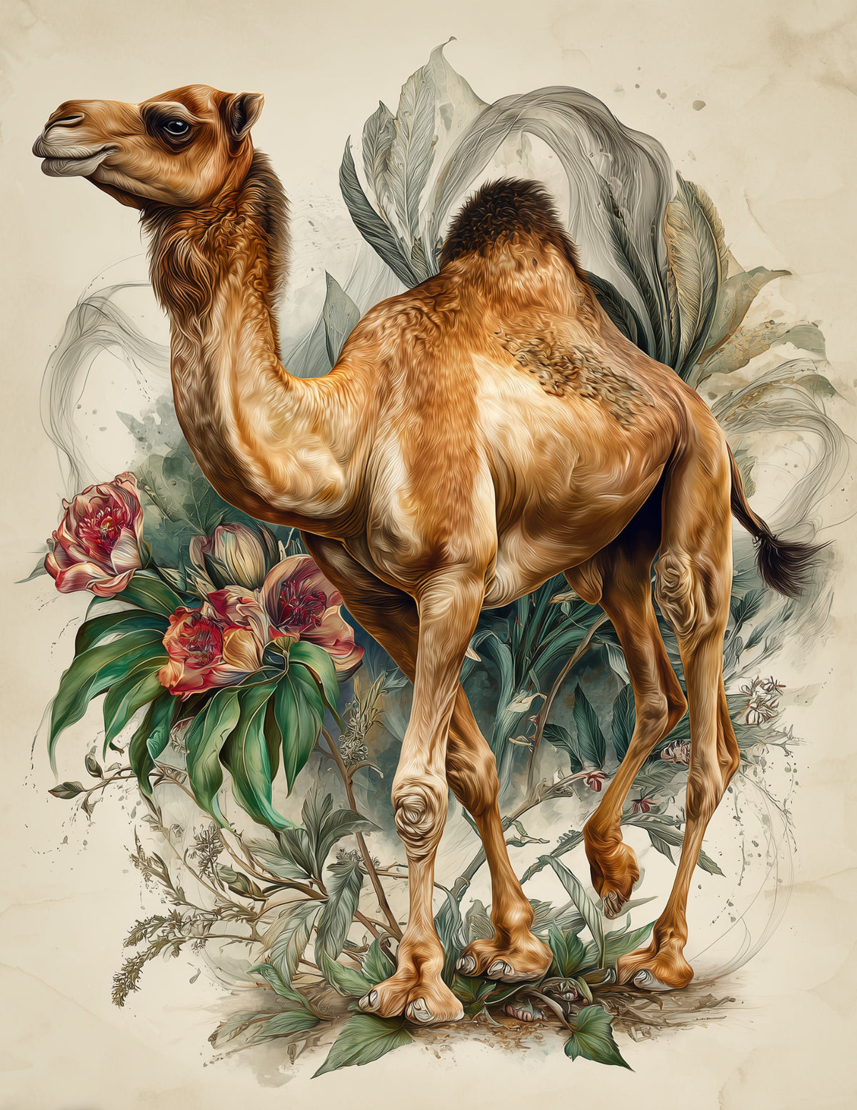 Camel — Naturalist Art, Amber Tones Digital Wall Art, 3 Sizes Included, Living Room Decor