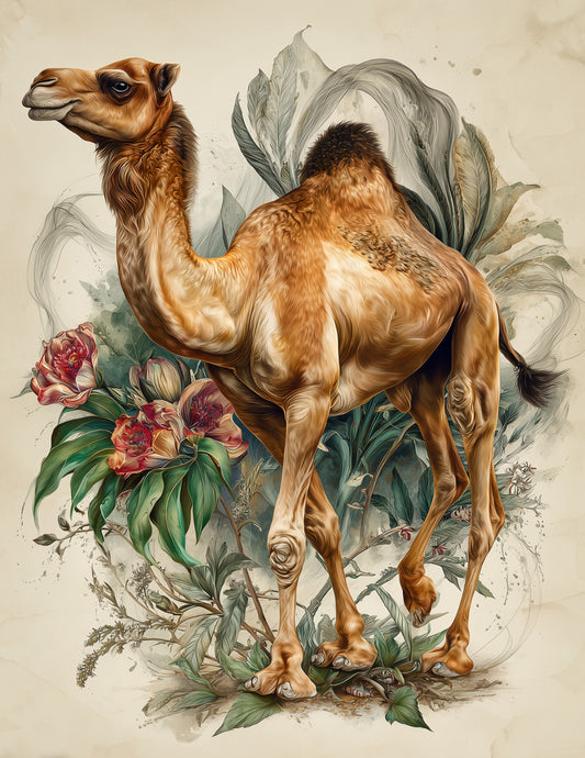 Camel — Naturalist Art, Amber Tones Digital Wall Art, 3 Sizes Included, Living Room Decor