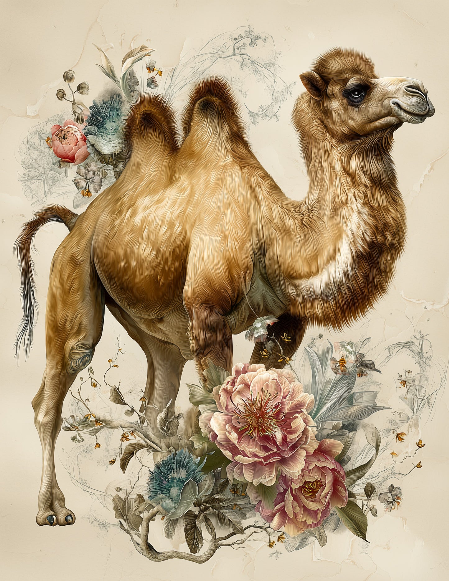 Camel — Naturalist Art, Muted Hues Digital Wall Art, 3 Sizes Included, Living Room Decor