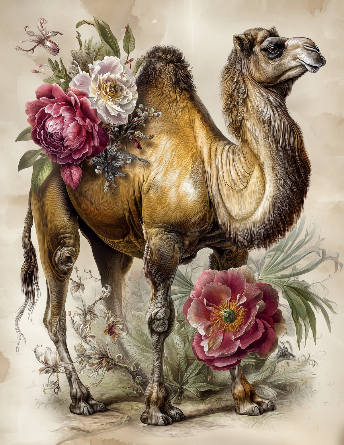 Camel — Naturalist Art, Warm Texture Digital Wall Art, 3 Sizes Included, Living Room Decor