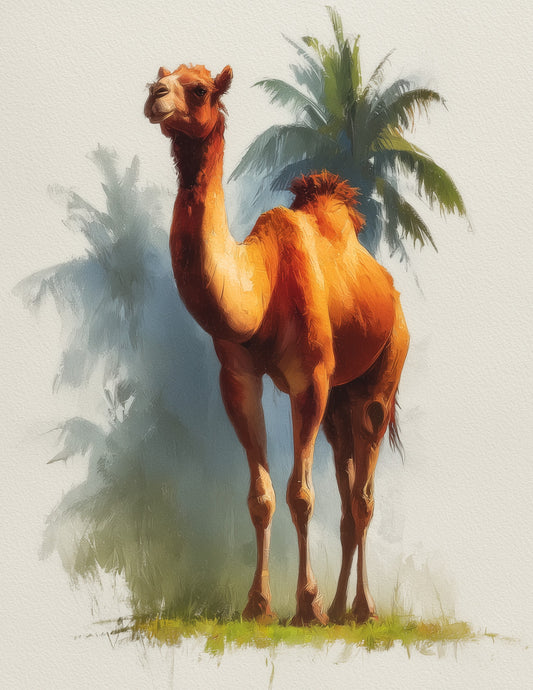 Camel — Watercolor Art, Amber Tones Digital Wall Art, 3 Sizes Included, Living Room Decor