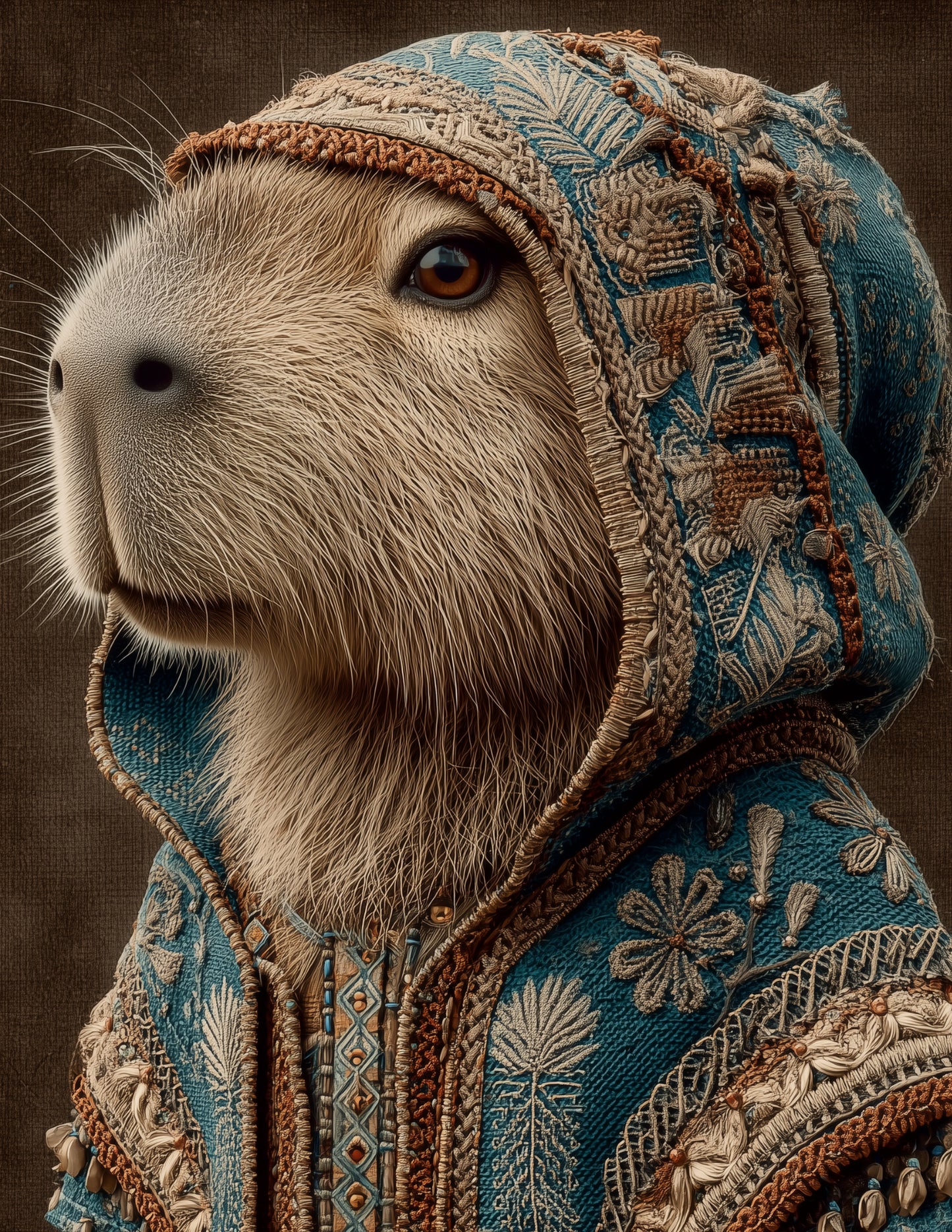 Capybara — Boho Art, Amber Hues Digital Wall Art, 3 Sizes Included, Living Room Decor