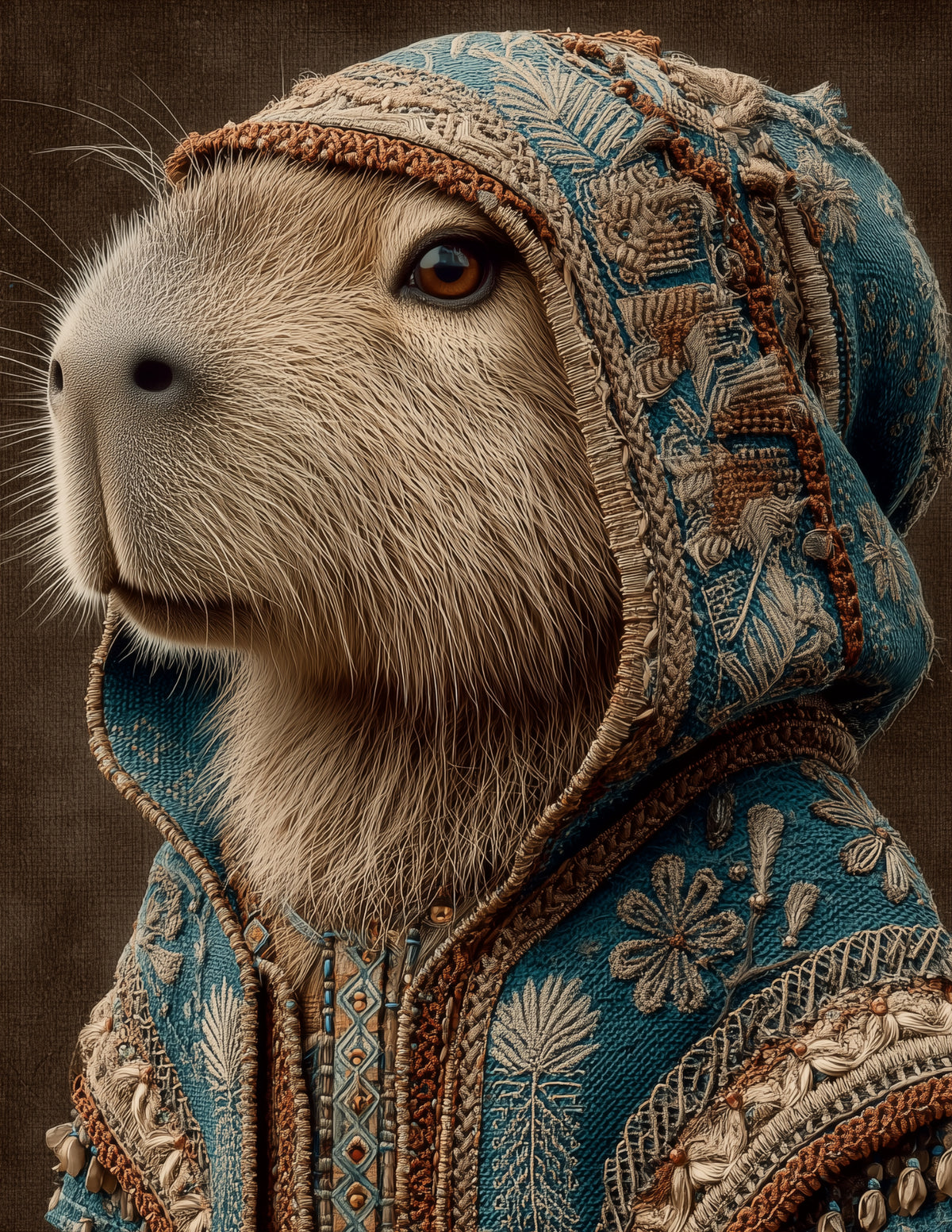 Capybara — Boho Art, Amber Hues Digital Wall Art, 3 Sizes Included, Living Room Decor