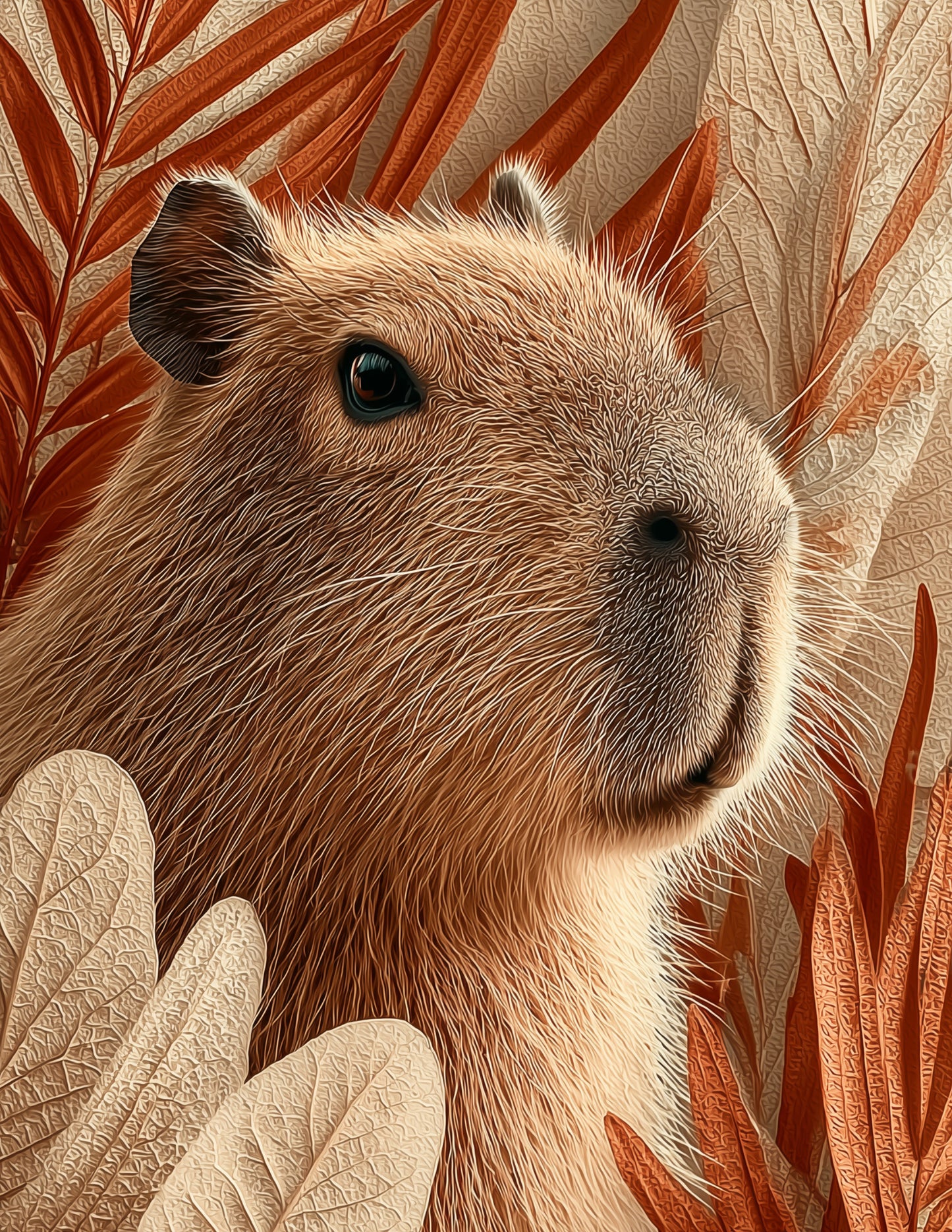 Capybara — Boho Art, Midnight Contrast Digital Wall Art, 3 Sizes Included, Living Room Decor