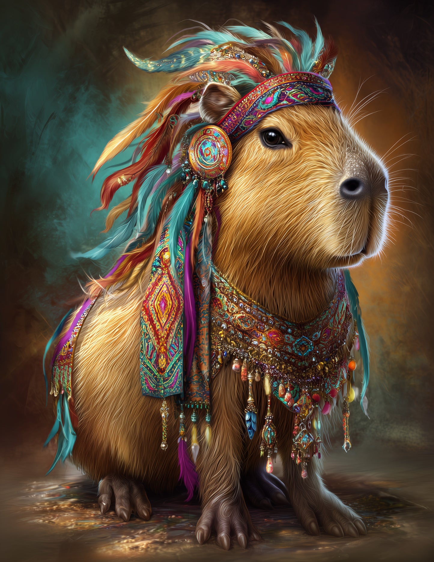 Capybara — Boho Art, Sunset Palette Digital Wall Art, 3 Sizes Included, Living Room Decor