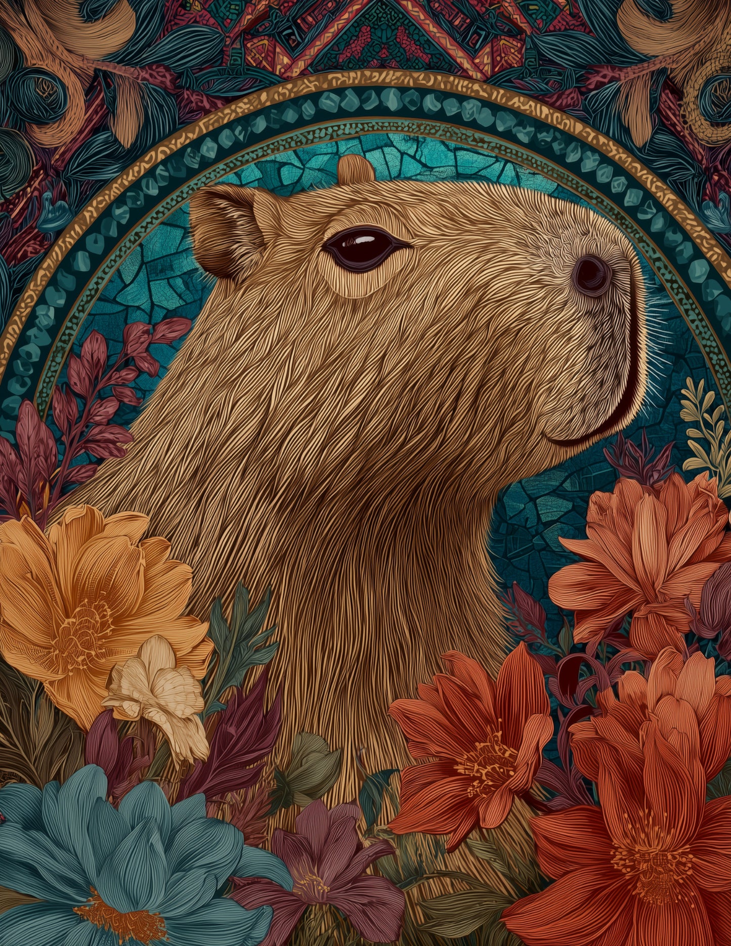 Capybara — Boho Art, Violet Gradients Digital Wall Art, 3 Sizes Included, Living Room Decor