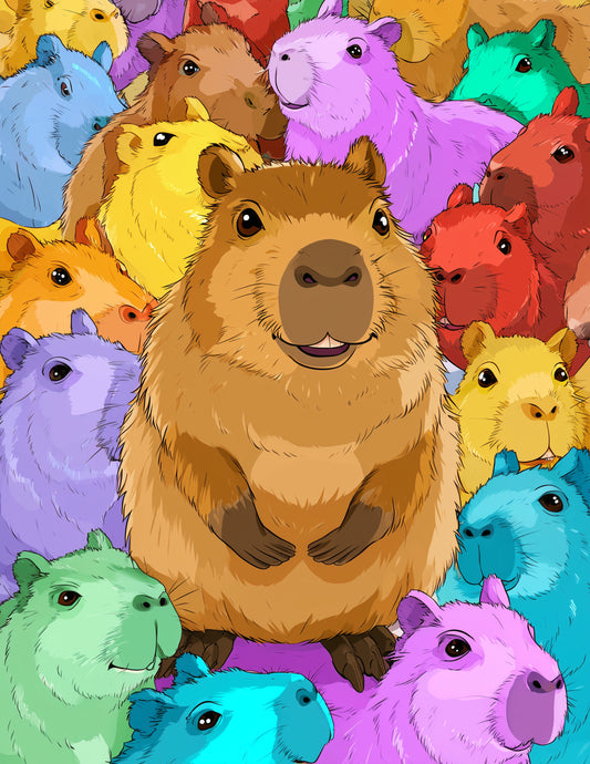 Capybara — Nursery Art, Amber Pastels Digital Wall Art, 3 Sizes Included, Nursery Decor