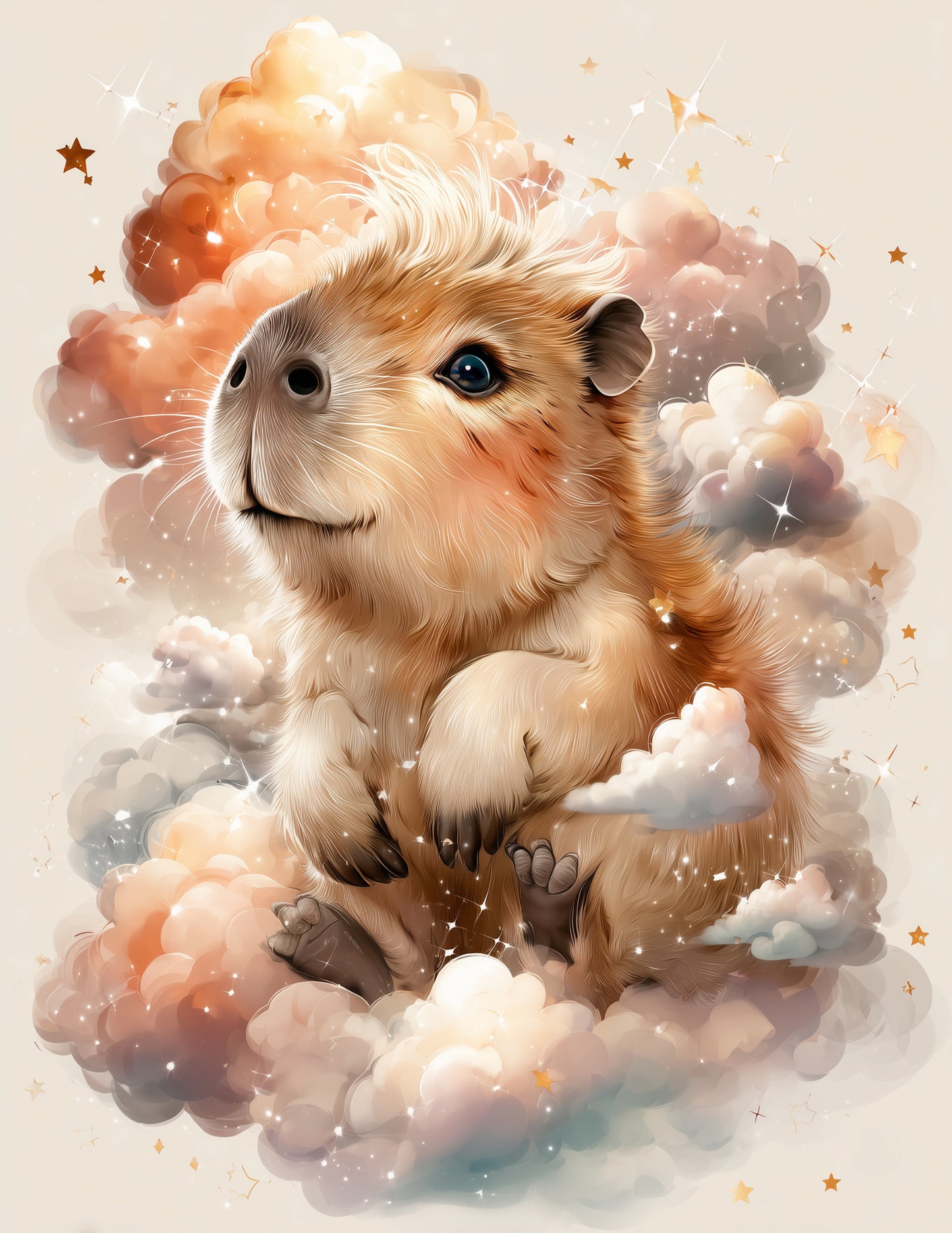 Capybara — Nursery Art, Serene Pastels Digital Wall Art, 3 Sizes Included, Nursery Decor