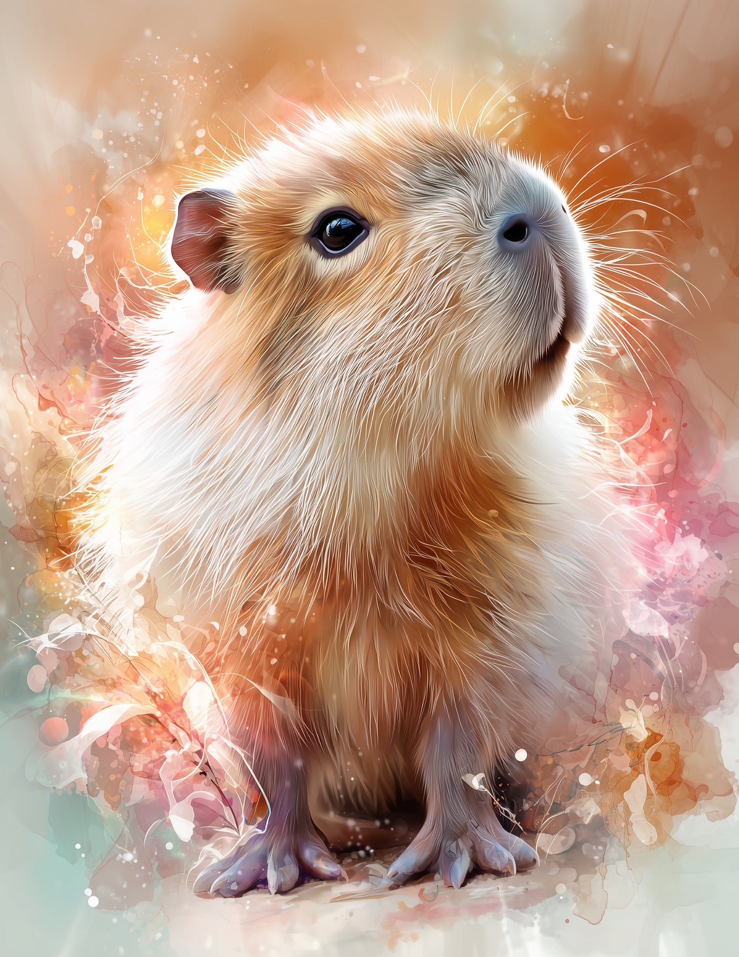 Capybara — Nursery Art, Sunset Pastels Digital Wall Art, 3 Sizes Included, Nursery Decor