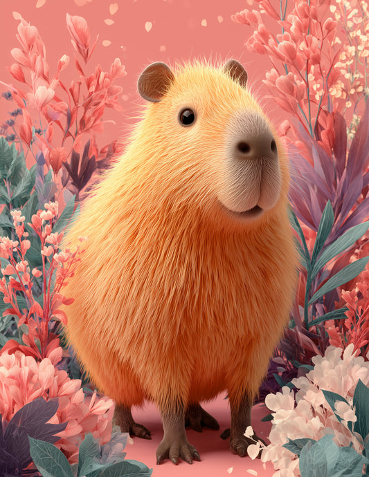 Capybara — Nursery Art, Warm Pastels Digital Wall Art, 3 Sizes Included, Nursery Decor