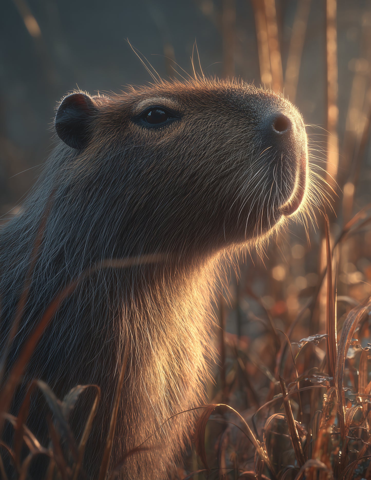 Capybara — Realistic Art, Sunset Calm Digital Wall Art, 3 Sizes Included, Living Room Decor