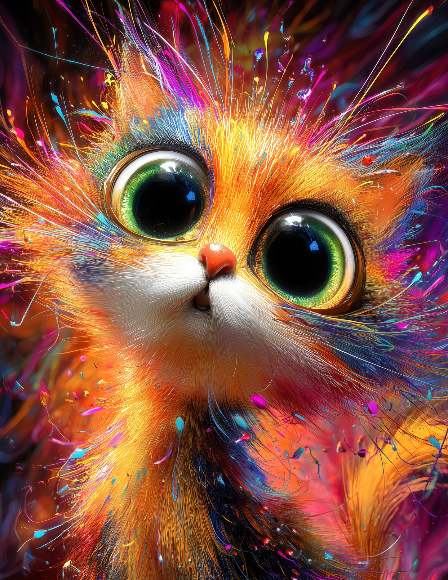 Cat — Cute Cartoon Art, Calm Palette Digital Wall Art, 3 Sizes Included, Nursery Decor