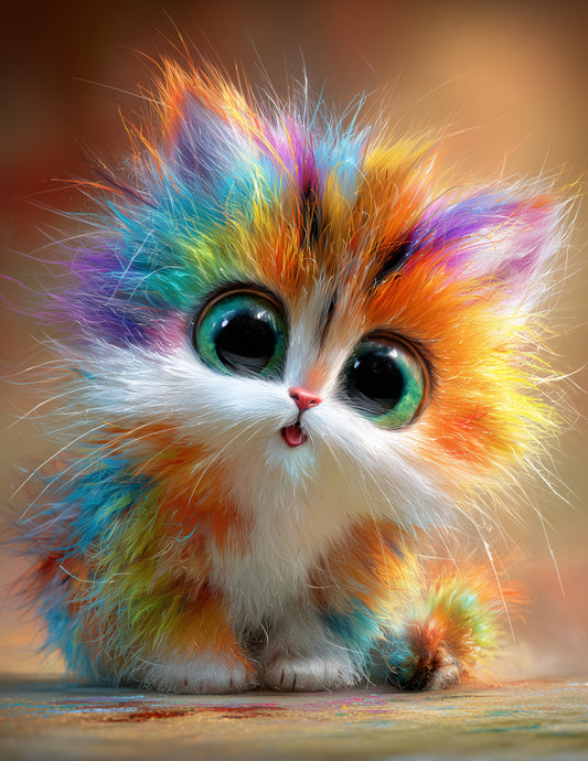 Cat — Cute Cartoon Art, Serene Hues Digital Wall Art, 3 Sizes Included, Nursery Decor