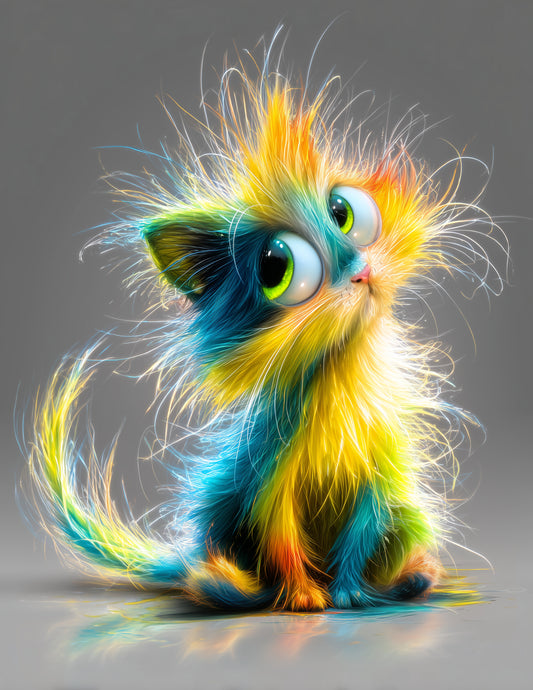 Cat — Cute Cartoon Art, Soft Pastels Digital Wall Art, 3 Sizes Included, Nursery Decor