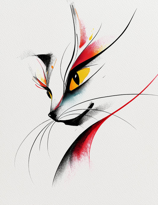 Cat — Inkflow Art, Calm Tones Digital Wall Art, 3 Sizes Included, Living Room Decor