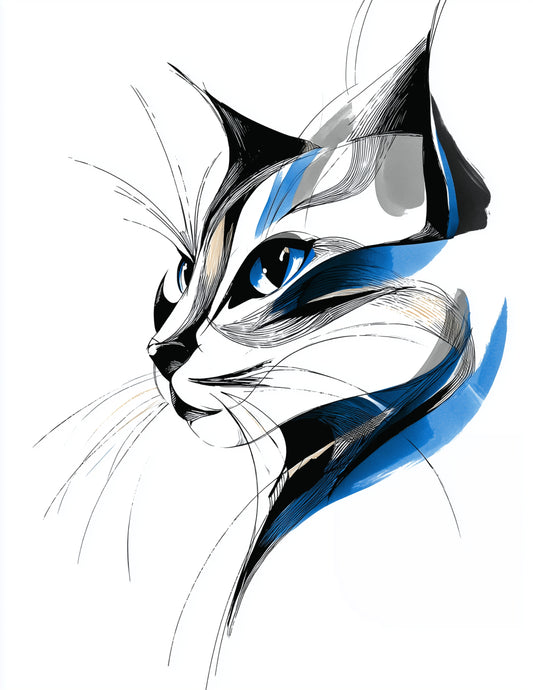 Cat — Inkflow Art, Animal Gift Digital Wall Art, 3 Sizes Included, Living Room Decor