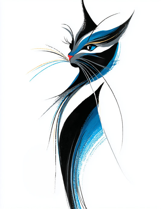Cat — Inkflow Art, Soft Gradients Digital Wall Art, 3 Sizes Included, Living Room Decor