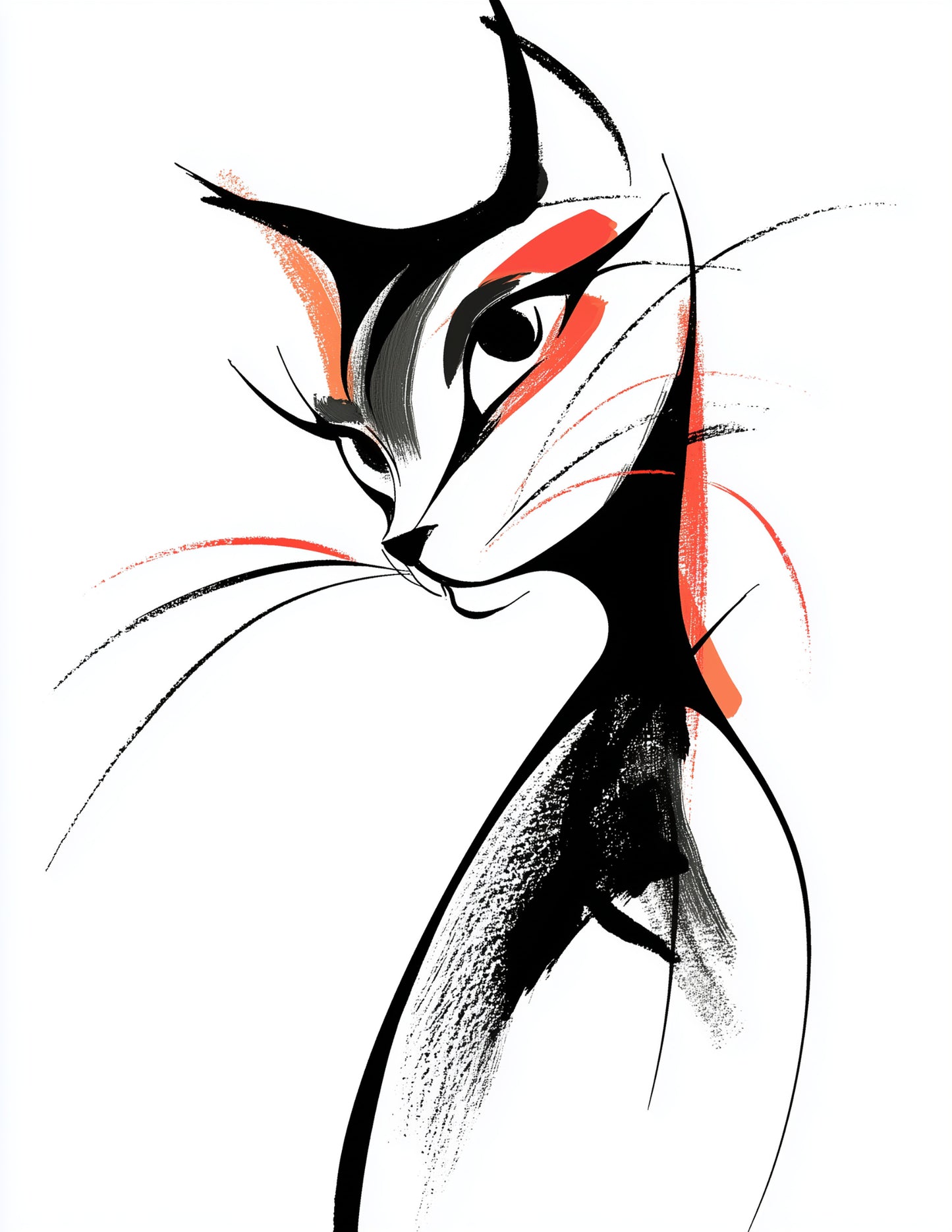 Cat — Inkflow Art, Vibrant Palette Digital Wall Art, 3 Sizes Included, Living Room Decor