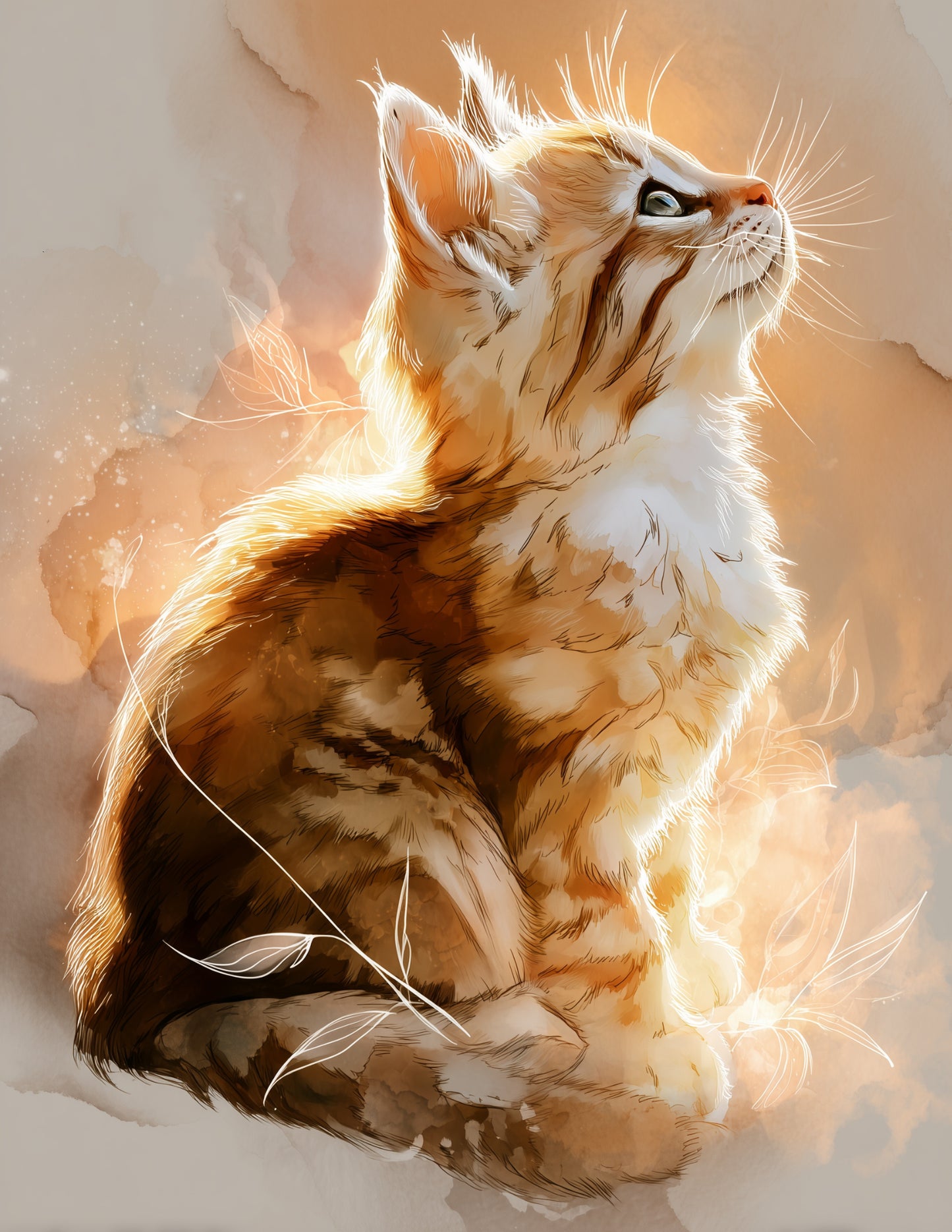 Cat — Nursery Art, Delicate Hues Digital Wall Art, 3 Sizes Included, Nursery Decor