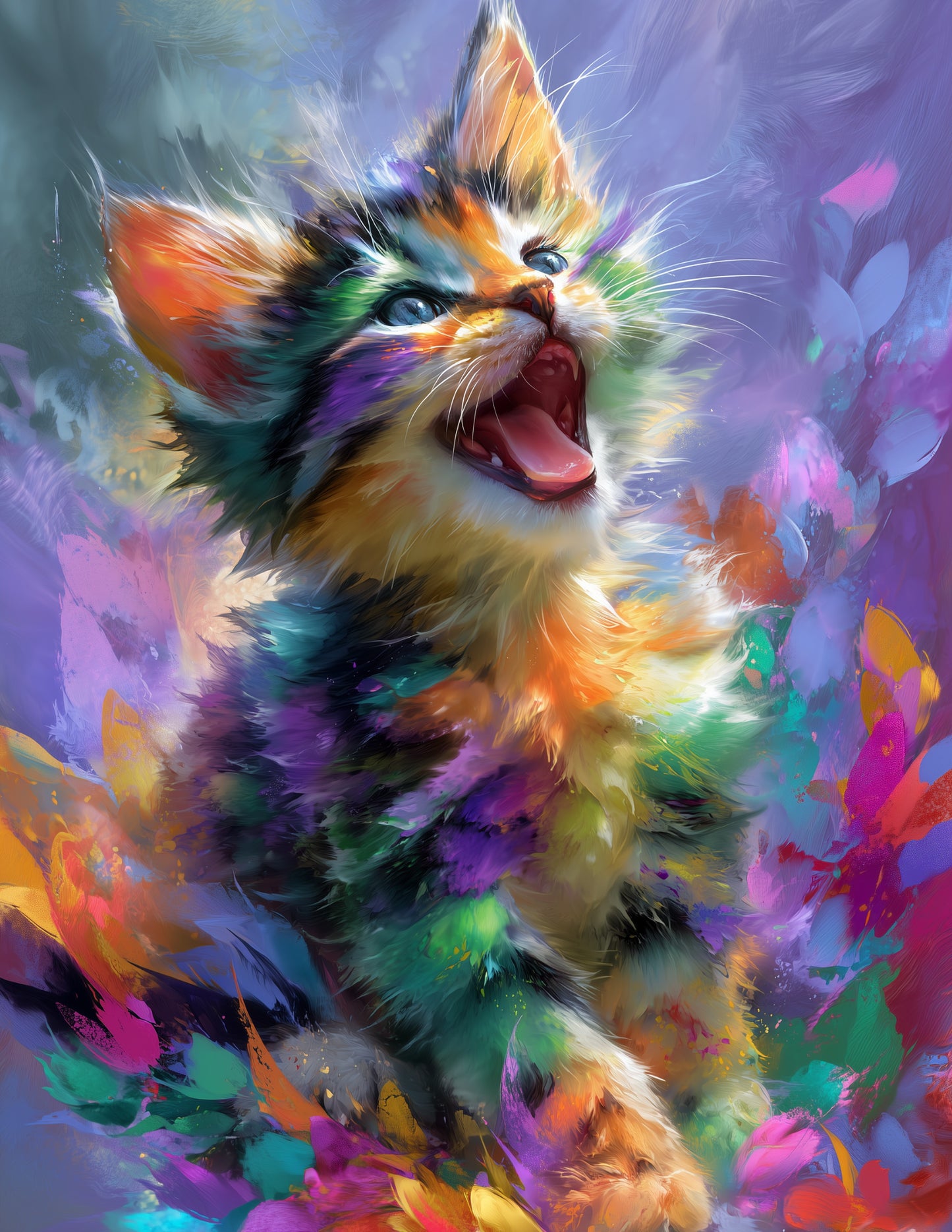 Cat — Nursery Art, Gentle Hues Digital Wall Art, 3 Sizes Included, Nursery Decor