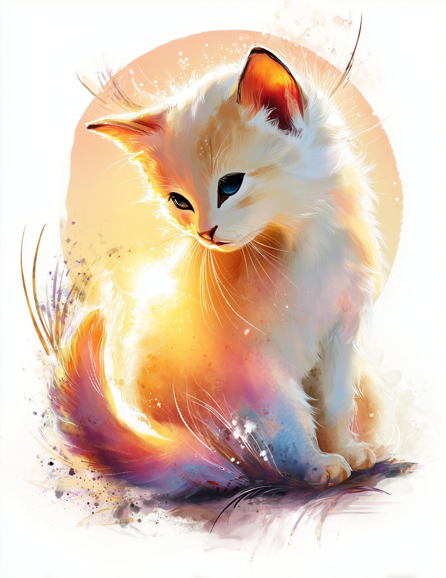 Cat — Nursery Art, Muted Pastels Digital Wall Art, 3 Sizes Included, Nursery Decor