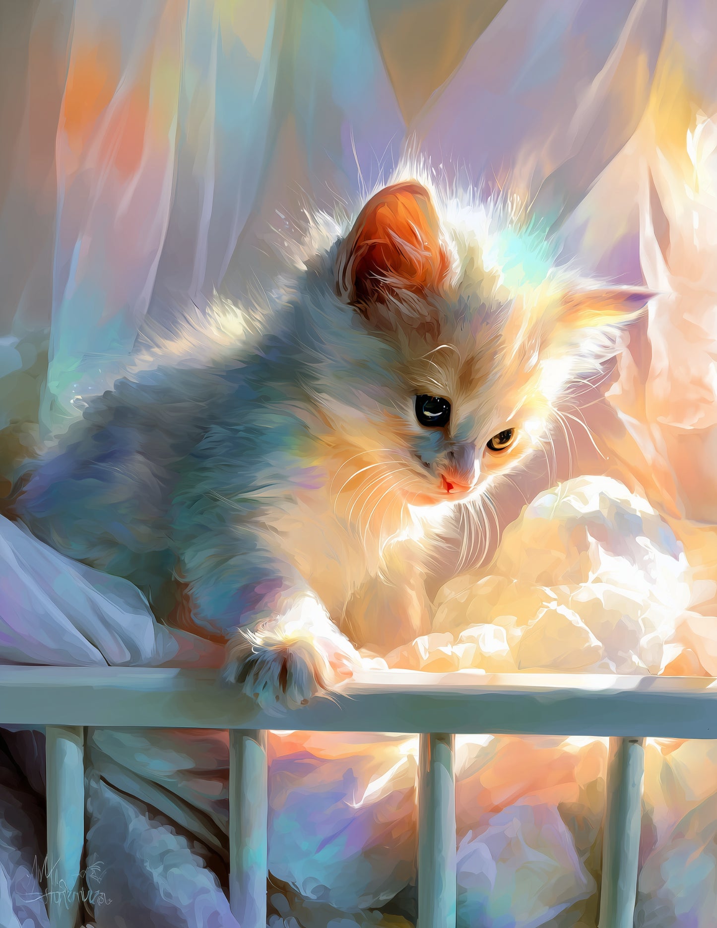 Cat — Nursery Art, Pastel Palette Digital Wall Art, 3 Sizes Included, Nursery Decor