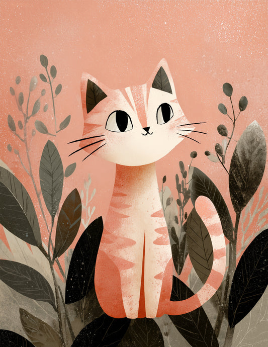 Cat — Nursery Art, Warm Pastels Digital Wall Art, 3 Sizes Included, Nursery Decor