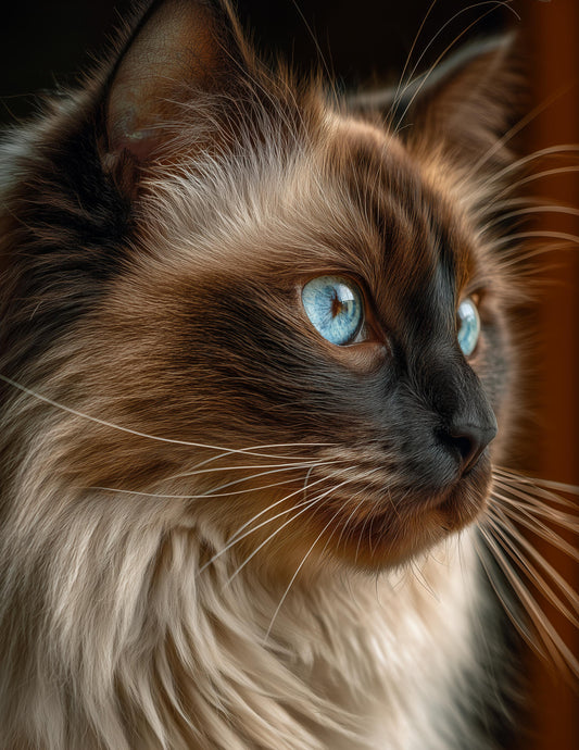 Cat — Realistic Art, Amber Glow Digital Wall Art, 3 Sizes Included, Living Room Decor