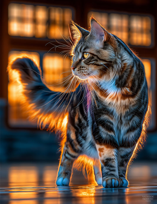 Cat — Realistic Art, Forest Tones Digital Wall Art, 3 Sizes Included, Living Room Decor