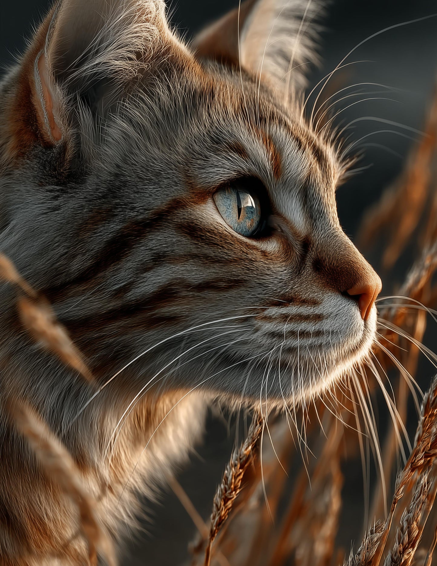 Cat — Realistic Art, Warm Tones Digital Wall Art, 3 Sizes Included, Living Room Decor