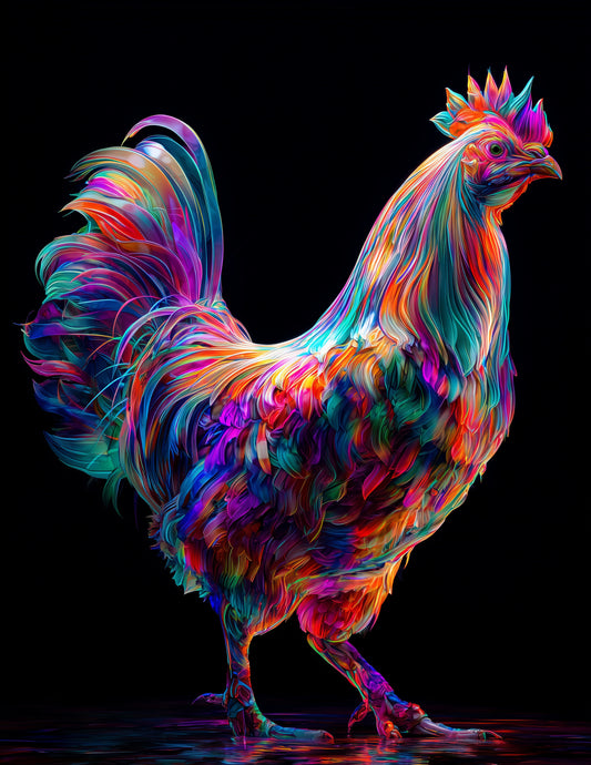 Chicken — Chromatic Filament Art, Forest Palette Digital Wall Art, 3 Sizes Included, Living Room Decor