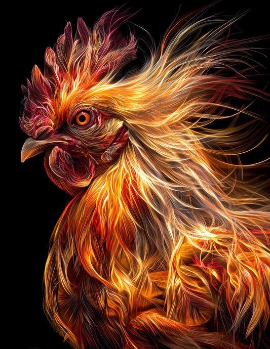 Chicken — Chromatic Filament Art, Vibrant Palette Digital Wall Art, 3 Sizes Included, Living Room Decor