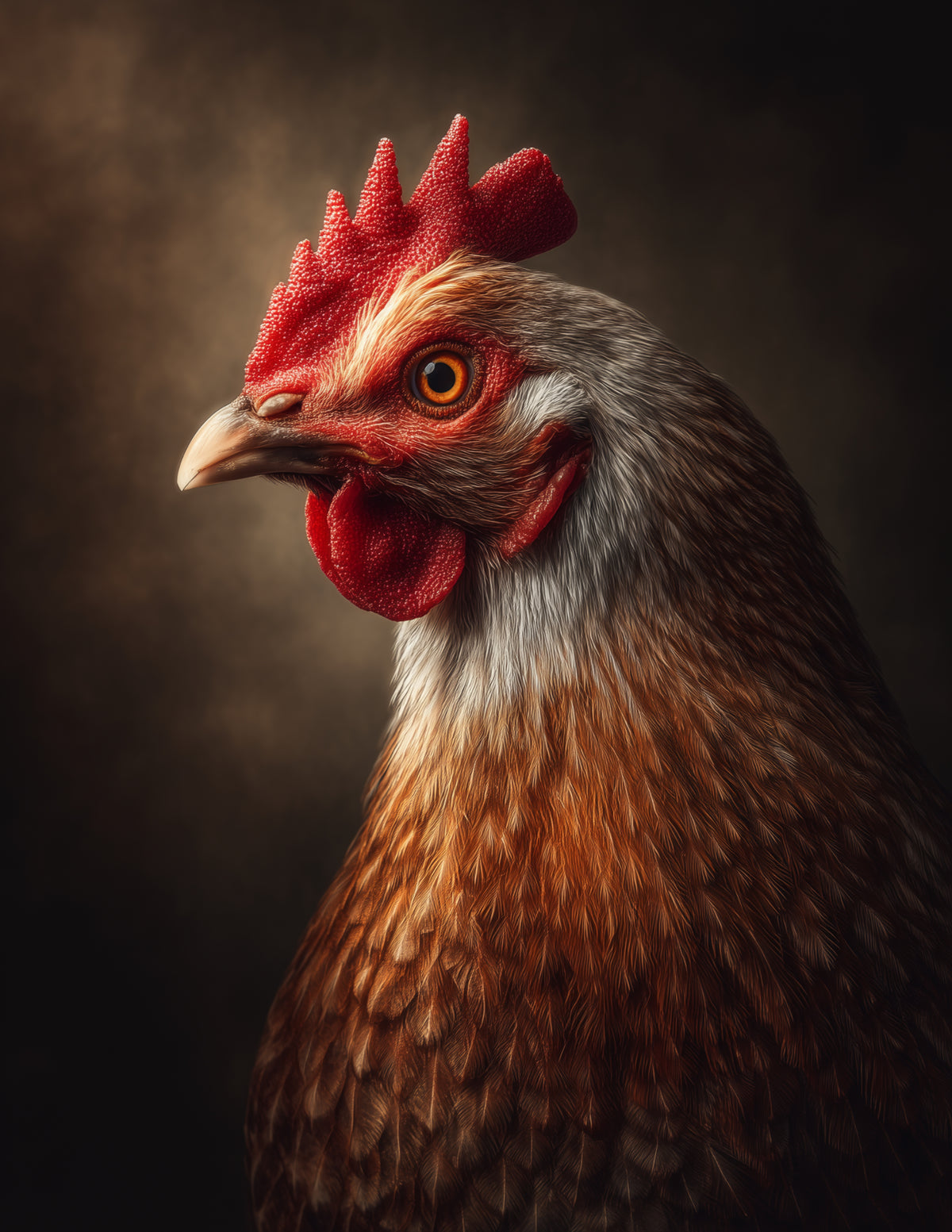 Chicken — Realistic Art, Soft Contrast Digital Wall Art, 3 Sizes Included, Living Room Decor