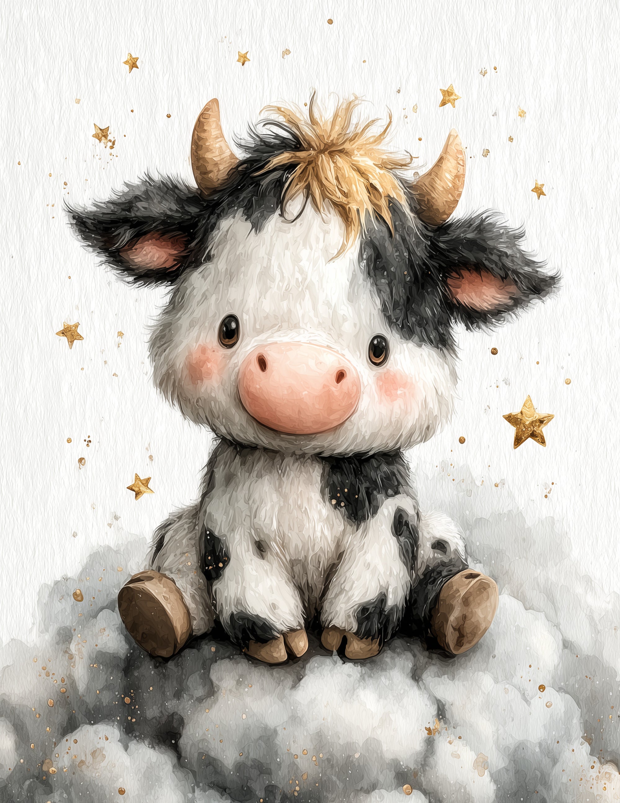 Cow —Nursery Art, Warm Tones Digital Wall Art, 3 Sizes Included, Nursery Decor