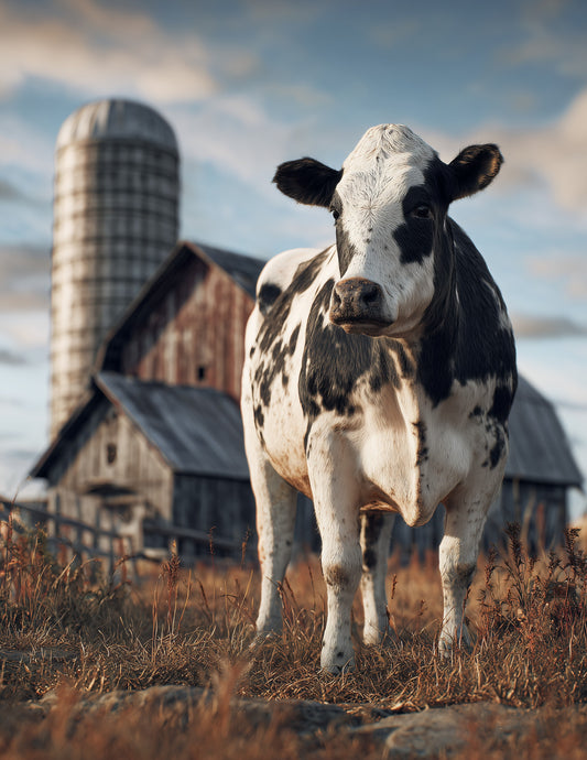 Cow —Realistic Art, Amber Lighting Digital Wall Art, 3 Sizes Included, Living Room Decor