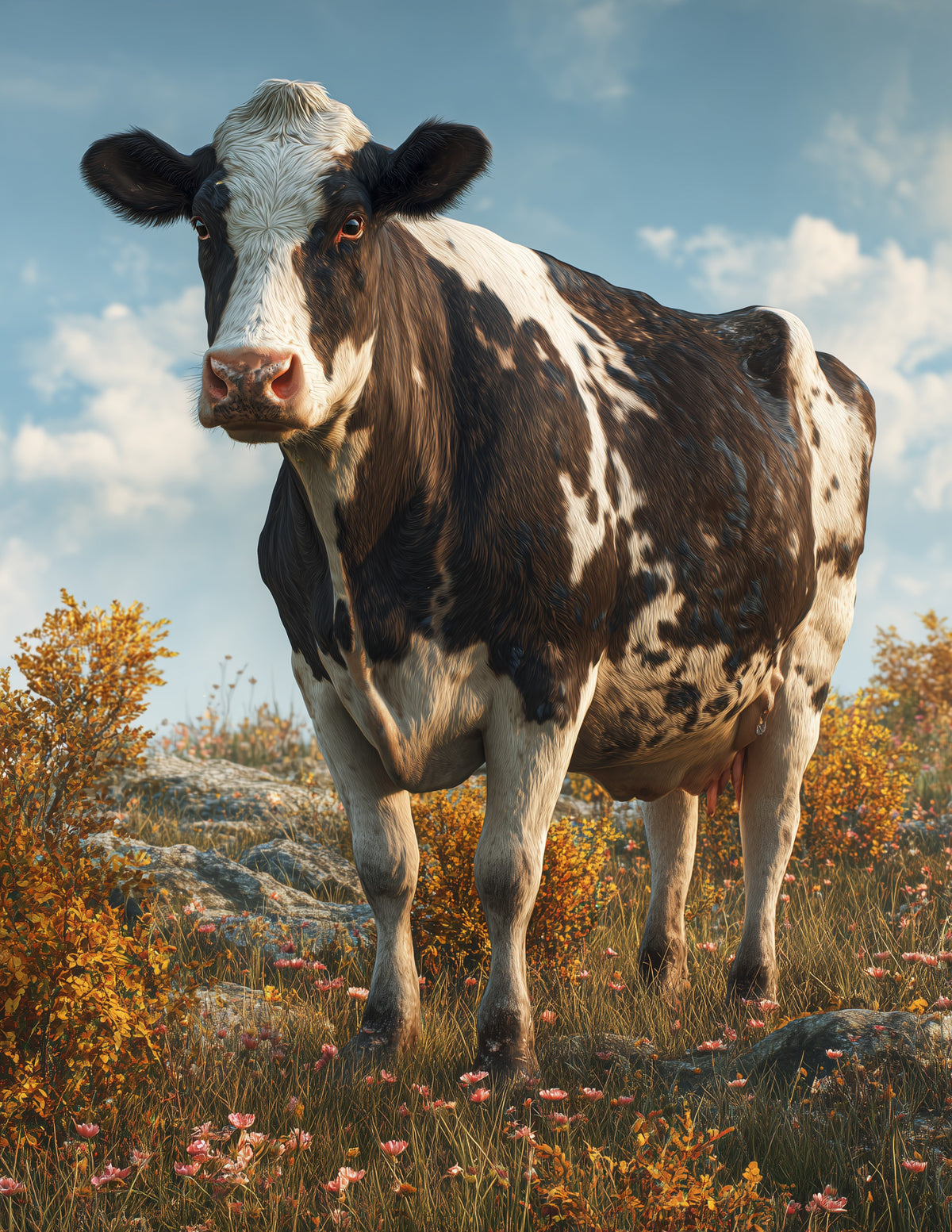 Cow —Realistic Art, Warm Highlights Digital Wall Art, 3 Sizes Included, Living Room Decor