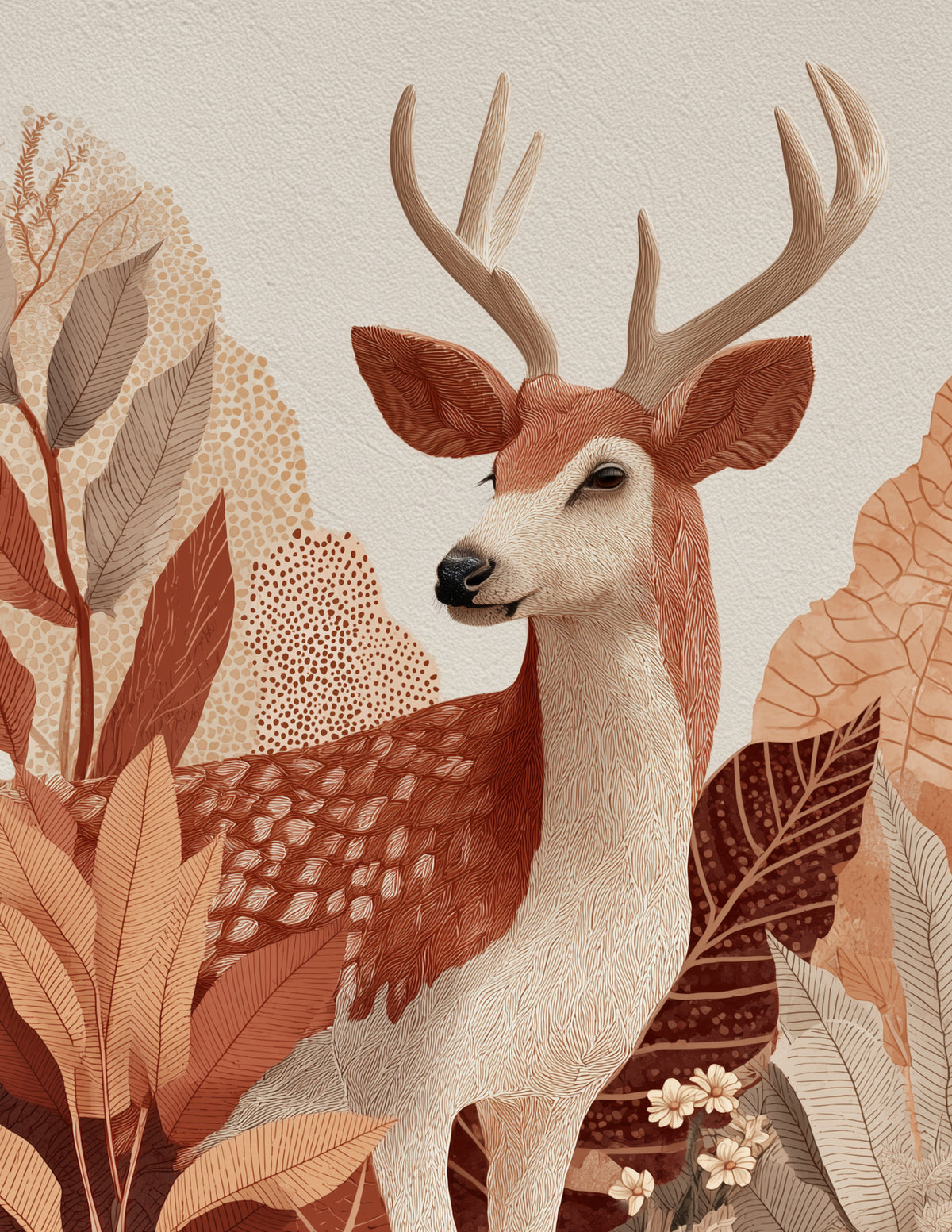 Deer — Boho Art, Muted Tones Digital Wall Art, 3 Sizes Included, Living Room Decor