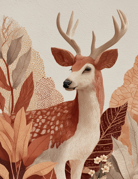Deer — Boho Art, Muted Tones Digital Wall Art, 3 Sizes Included, Living Room Decor