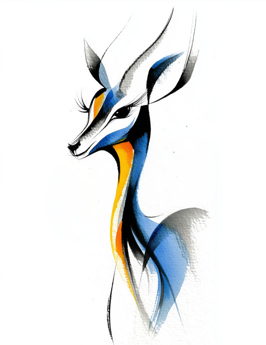 Deer — Inkflow Art, Amber Contrast Digital Wall Art, 3 Sizes Included, Living Room Decor