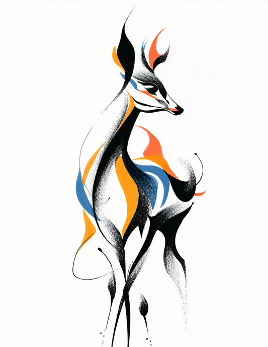 Deer — Inkflow Art, Bold Contrast Digital Wall Art, 3 Sizes Included, Living Room Decor