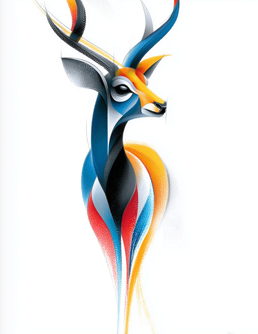 Deer — Inkflow Art, Vibrant Texture Digital Wall Art, 3 Sizes Included, Living Room Decor