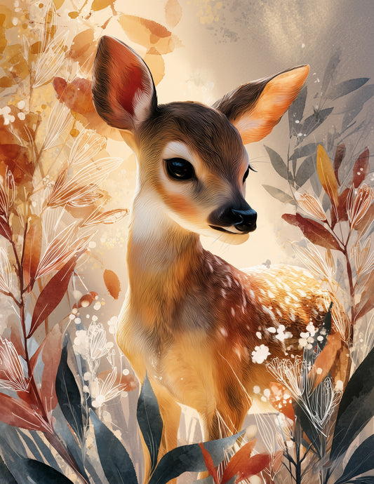 Deer — Nursery Art, Dramatic Contrast Digital Wall Art, 3 Sizes Included, Nursery Decor