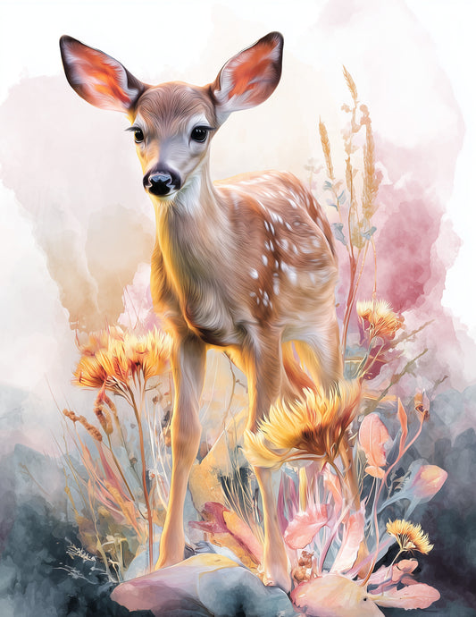 Deer — Nursery Art, Dreamy Lighting Digital Wall Art, 3 Sizes Included, Nursery Decor