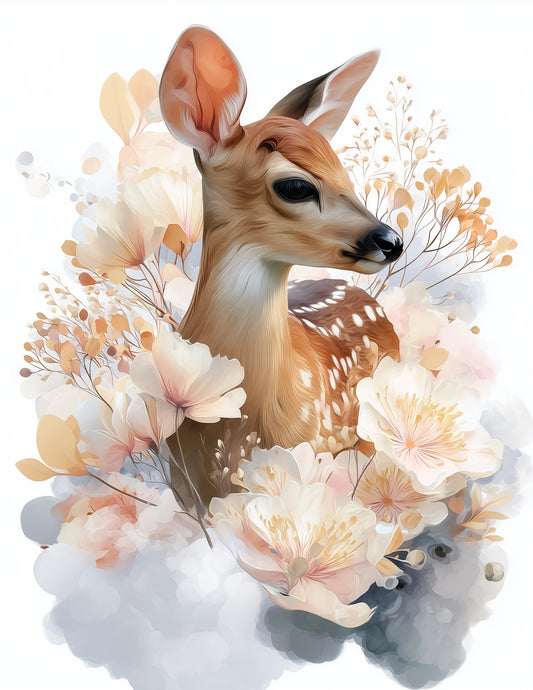 Deer — Nursery Art, Ivory Hues Digital Wall Art, 3 Sizes Included, Nursery Decor