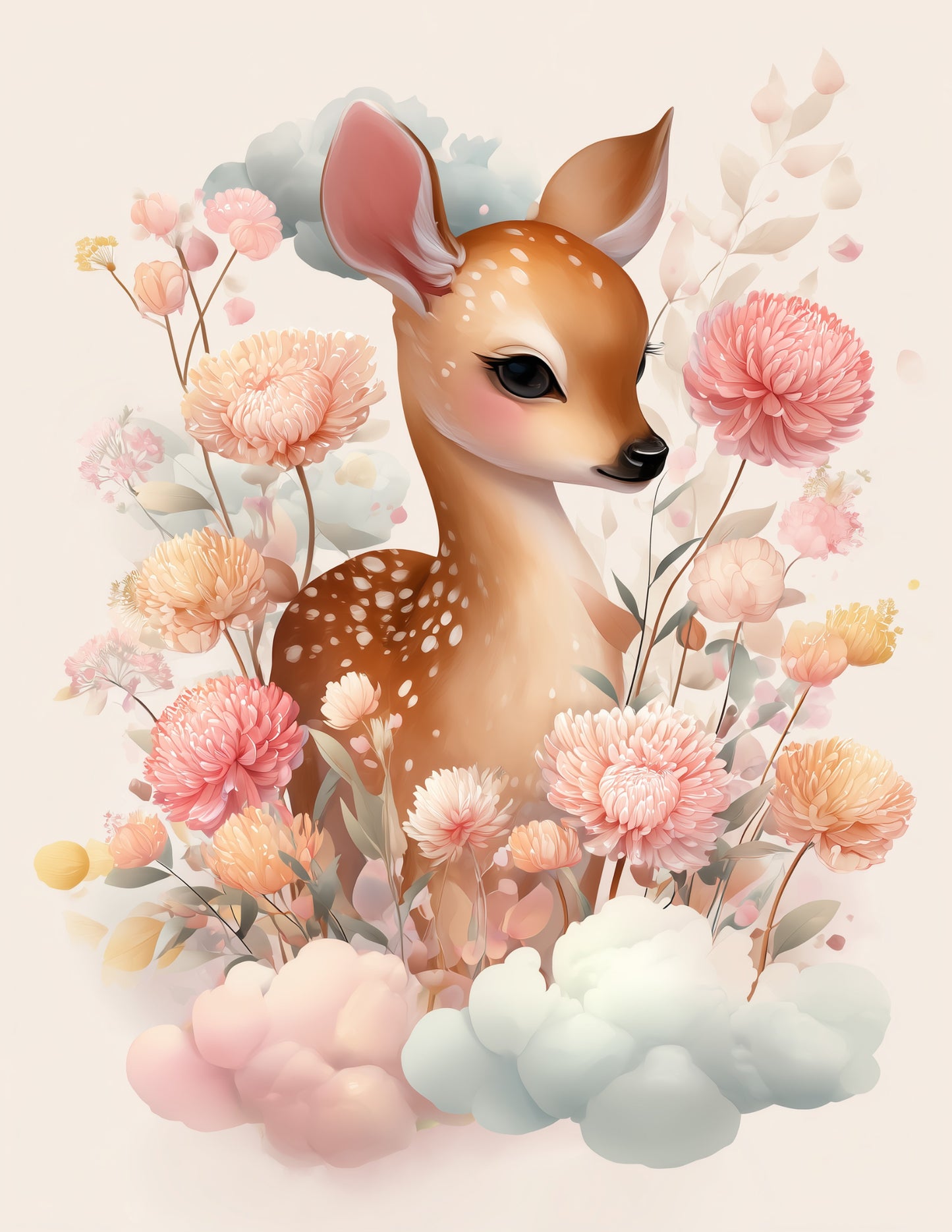 Deer — Nursery Art, Pastel Palette Digital Wall Art, 3 Sizes Included, Nursery Decor