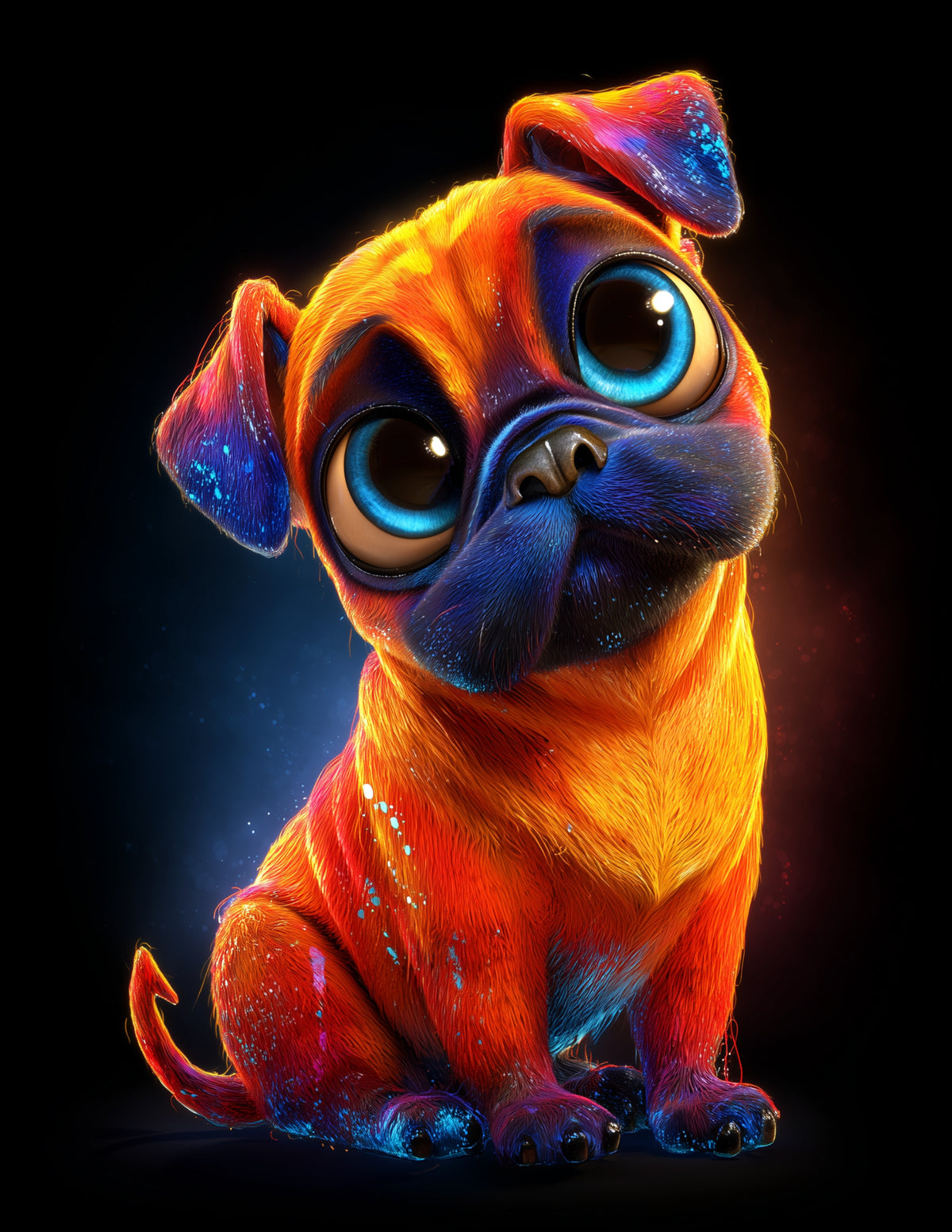 Dog — Cute Cartoon Art, Balanced Tones Digital Wall Art, 3 Sizes Included, Nursery Decor