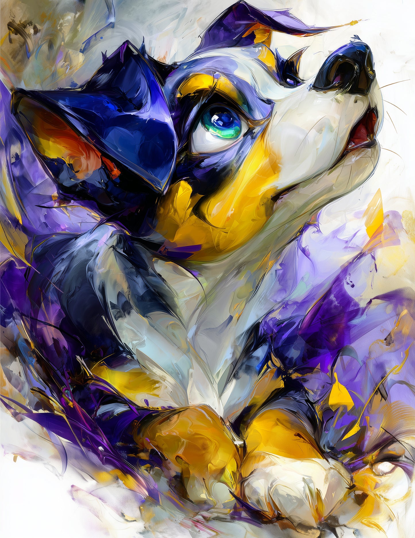 Dog — Cute Cartoon Art, Bold Colors Digital Wall Art, 3 Sizes Included, Living Room Decor